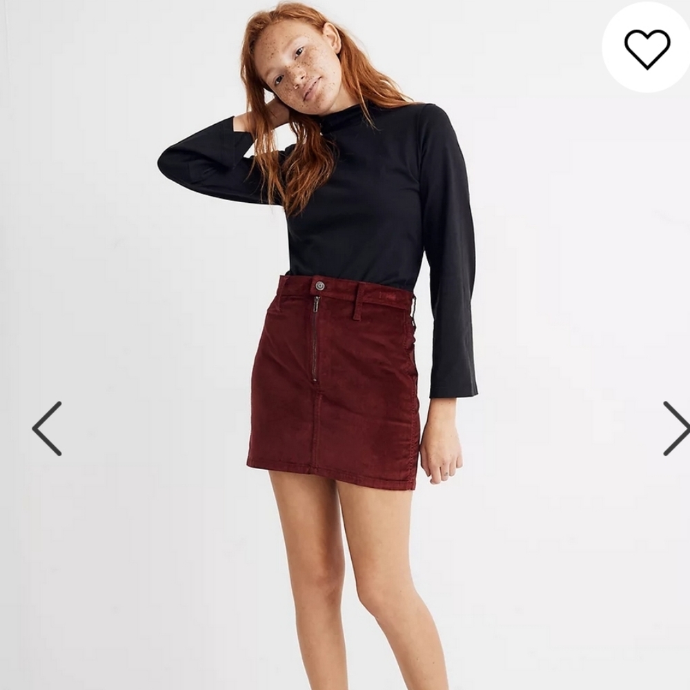 Madewell Stretch Velveteen Straight Zip Skirt 26